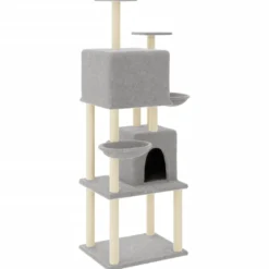Rascador Para Gatos Con Postes De Sisal Gris Claro 180 Cm