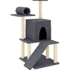 Rascador Para Gatos Con Postes De Sisal Gris Oscuro 110,5 Cm