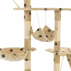 Rascador Para Gatos Con Poste De Sisal 230-250 Cm Huellas Beige
