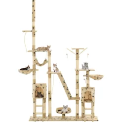 Rascador Para Gatos Con Poste De Sisal 230-250 Cm Huellas Beige