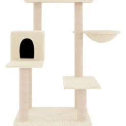 Rascador Para Gatos Con Postes De Sisal Color Crema 82,5 Cm