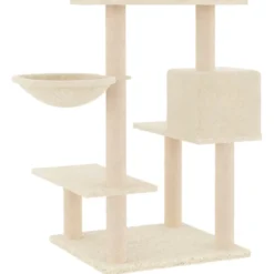 Rascador Para Gatos Con Postes De Sisal Color Crema 82,5 Cm