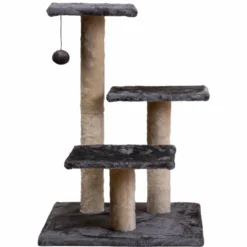 Rascador Para Gato Wuapu Modelo Four Con 3 Alturas. Altura 64cm, Base 45x45cm. Color Gris Oscuro