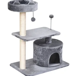 Árbol Rascador Para Gatos Con Cama Plataforma Refugio Poste 60x40x81 Cm Gris