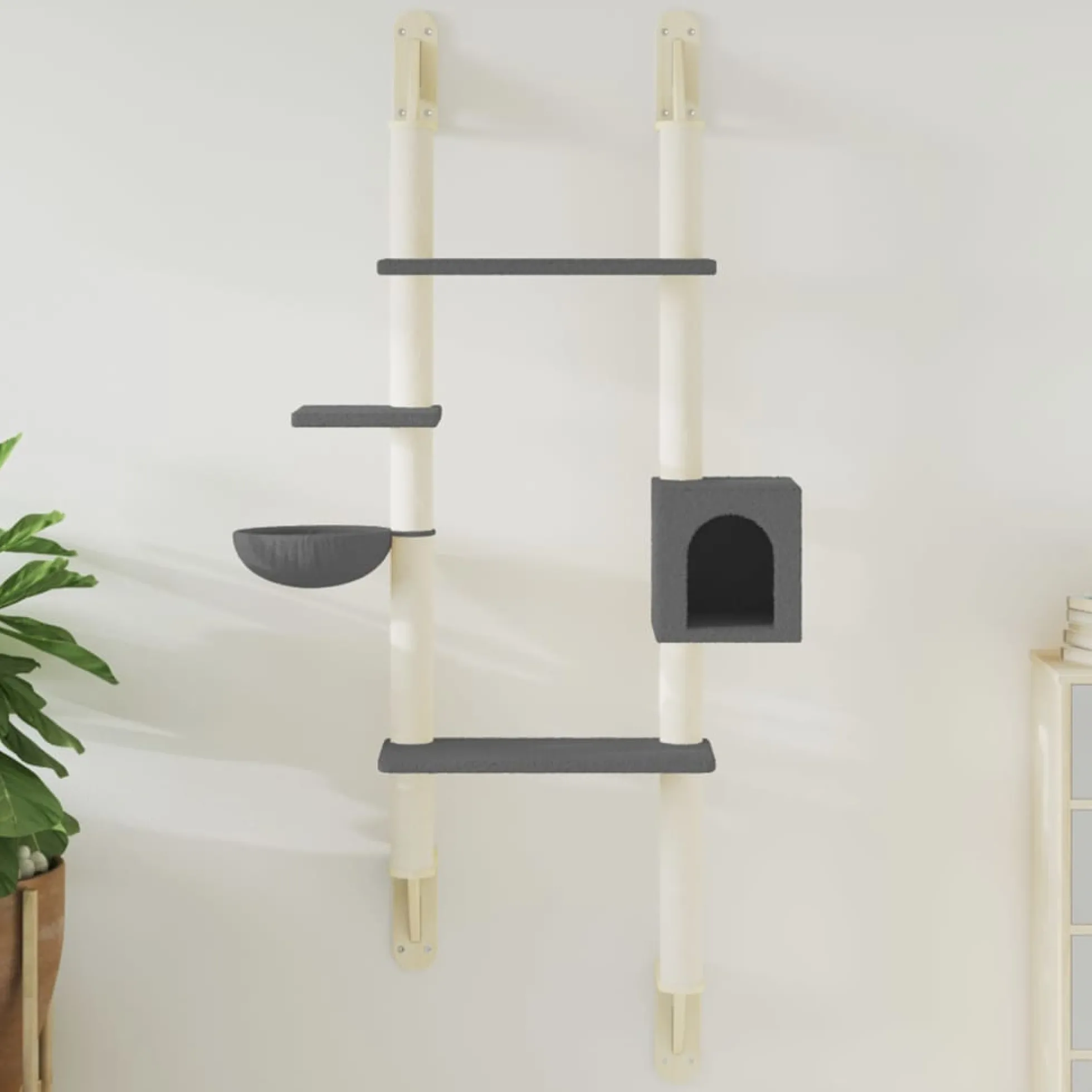 Árbol Rascador Para Gatos De Pared Gris Oscuro 180 Cm