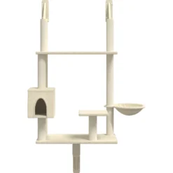 Árbol Rascador Para Gatos De Pared Crema 153 Cm