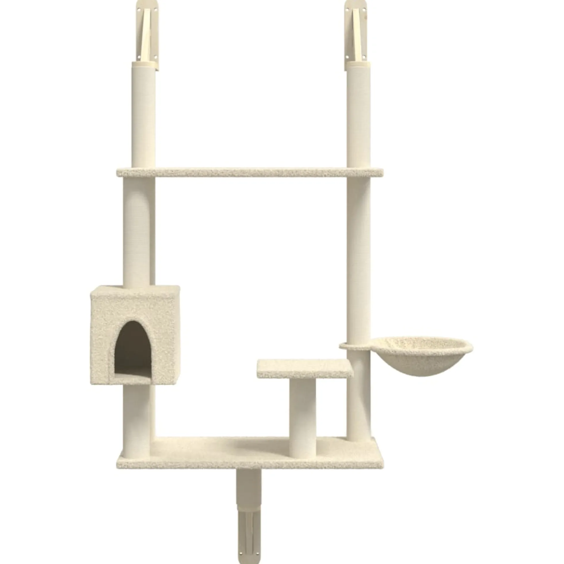 Árbol Rascador Para Gatos De Pared Crema 153 Cm