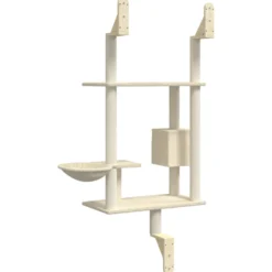 Árbol Rascador Para Gatos De Pared Crema 153 Cm
