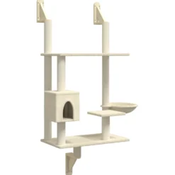 Árbol Rascador Para Gatos De Pared Crema 153 Cm