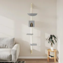 Árbol Rascador Para Gatos De Pared Gris Claro 187 Cm