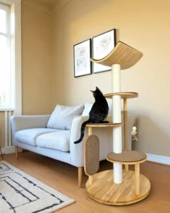 Árbol Rascador Para Gatos Gaviota, 3 En 1 Con Cama Y Zona De Escalada Althea Living 140x76x76cm