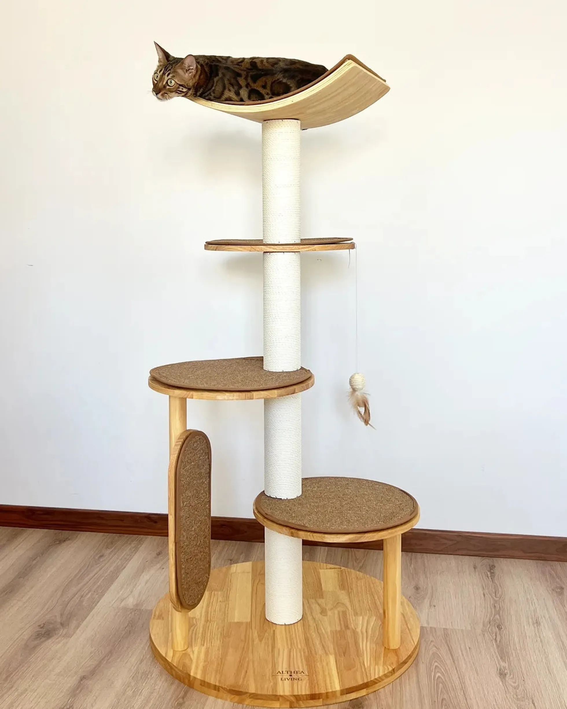 Árbol Rascador Para Gatos Gaviota, 3 En 1 Con Cama Y Zona De Escalada Althea Living 140x76x76cm