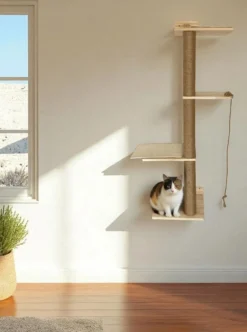 Árbol Rascador Para Gatos Salina Con Estructura De Suelo Y Sistema Anticaída Althea Living 127x60x27cm