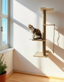 Árbol Rascador Para Gatos Salina Con Estructura De Suelo Y Sistema Anticaída Althea Living 127x60x27cm