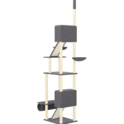 Árbol Rascador Para Gatos Suelo A Techo Gris Oscuro 277-303 Cm