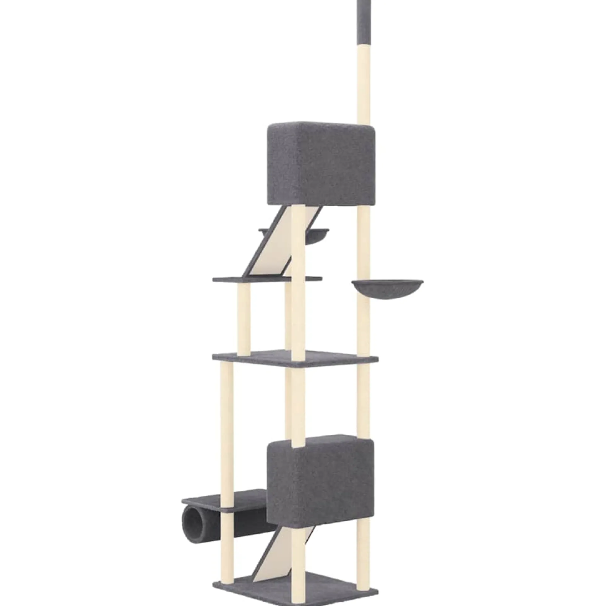 Árbol Rascador Para Gatos Suelo A Techo Gris Oscuro 277-303 Cm