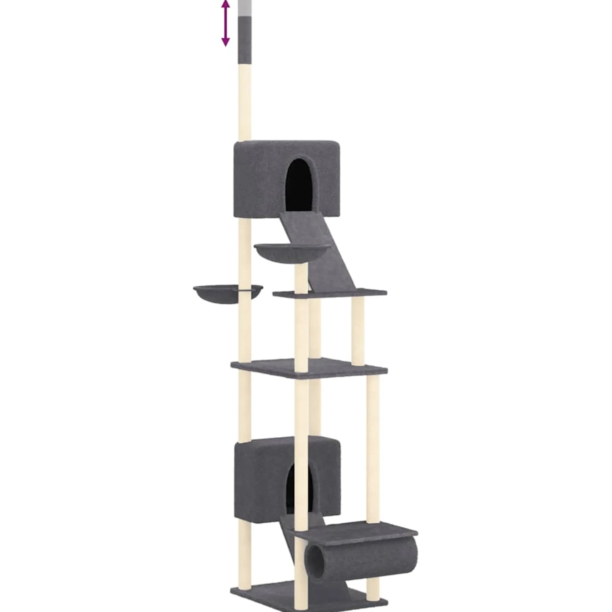 Árbol Rascador Para Gatos Suelo A Techo Gris Oscuro 277-303 Cm