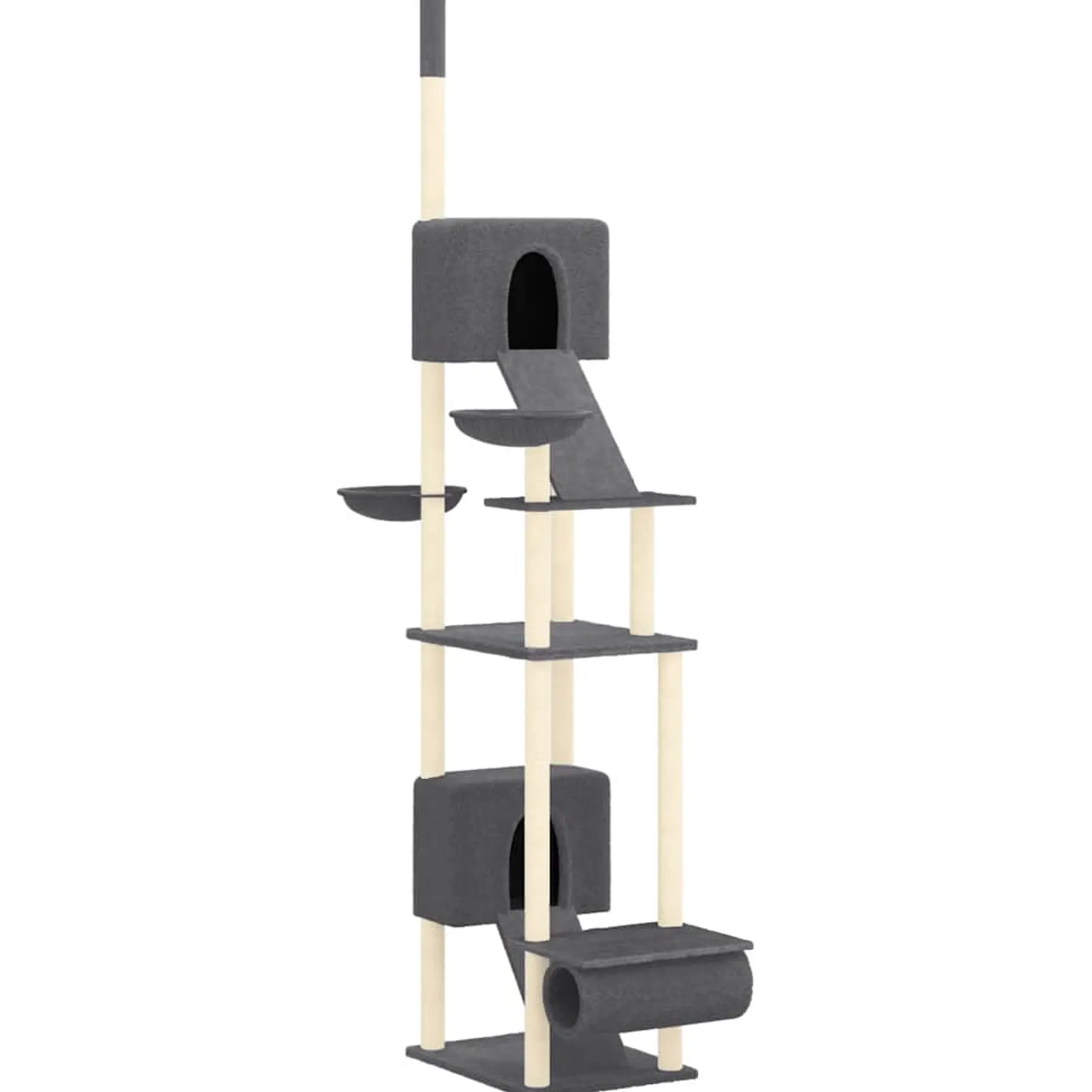 Árbol Rascador Para Gatos Suelo A Techo Gris Oscuro 277-303 Cm
