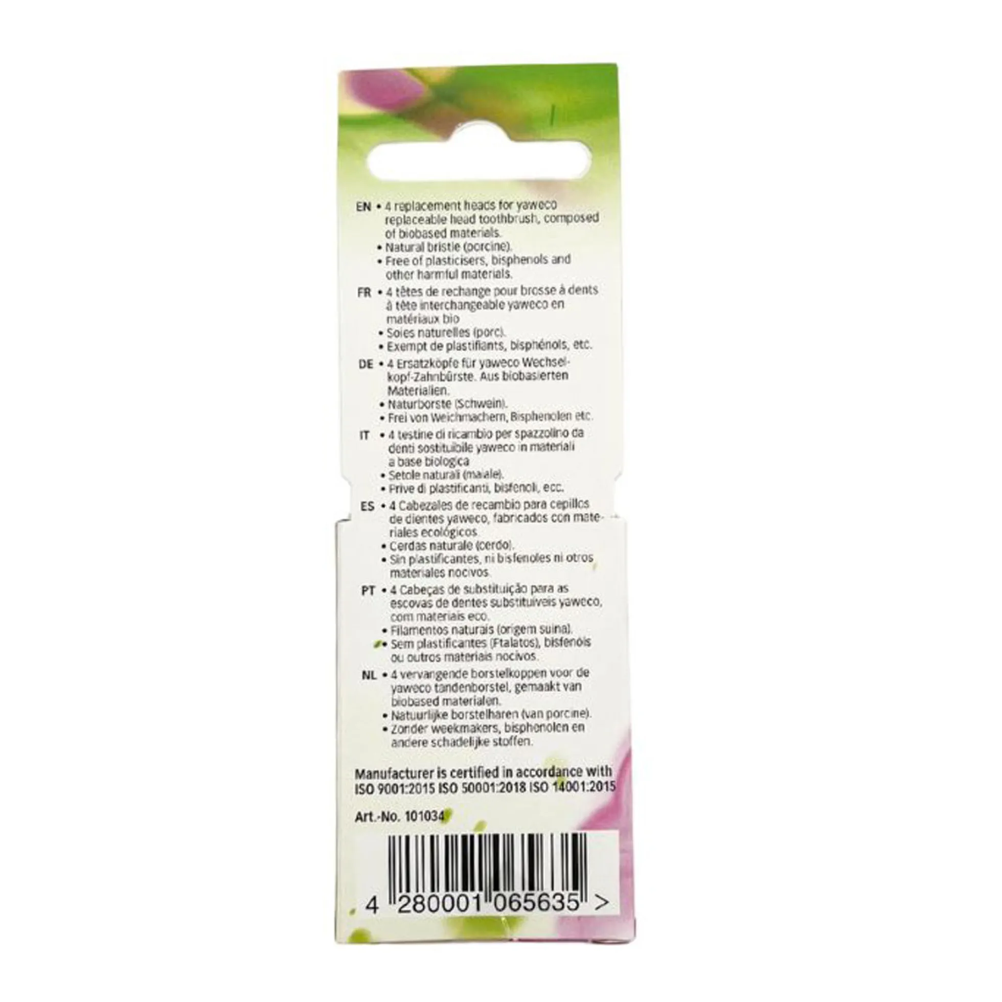 Recambio Cepillo Dental Nature Medium Yaweco Pack 4 uds