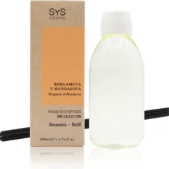 Recambio Mikado Bergamota y Mandarina SYS Aromas 200 ml | Con Palos | Colección 1991 | Aroma Cítrico y Herbal