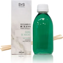 Recambio Mikado Dama de Noche Mármol SYS Aromas 200 ml | Con Palos | Aroma Floral y Agreste | Relajante
