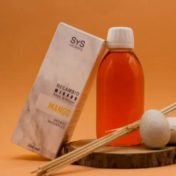 Recambio Mikado Mango Mármol SYS Aromas 200 ml | Con Palos | Aroma Tropical y Afrutado | Energizante
