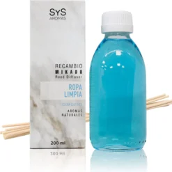 Recambio Mikado Ropa Limpia Mármol SYS Aromas 200 ml | Con Palos | Aroma Fresco y Limpio | Relajante