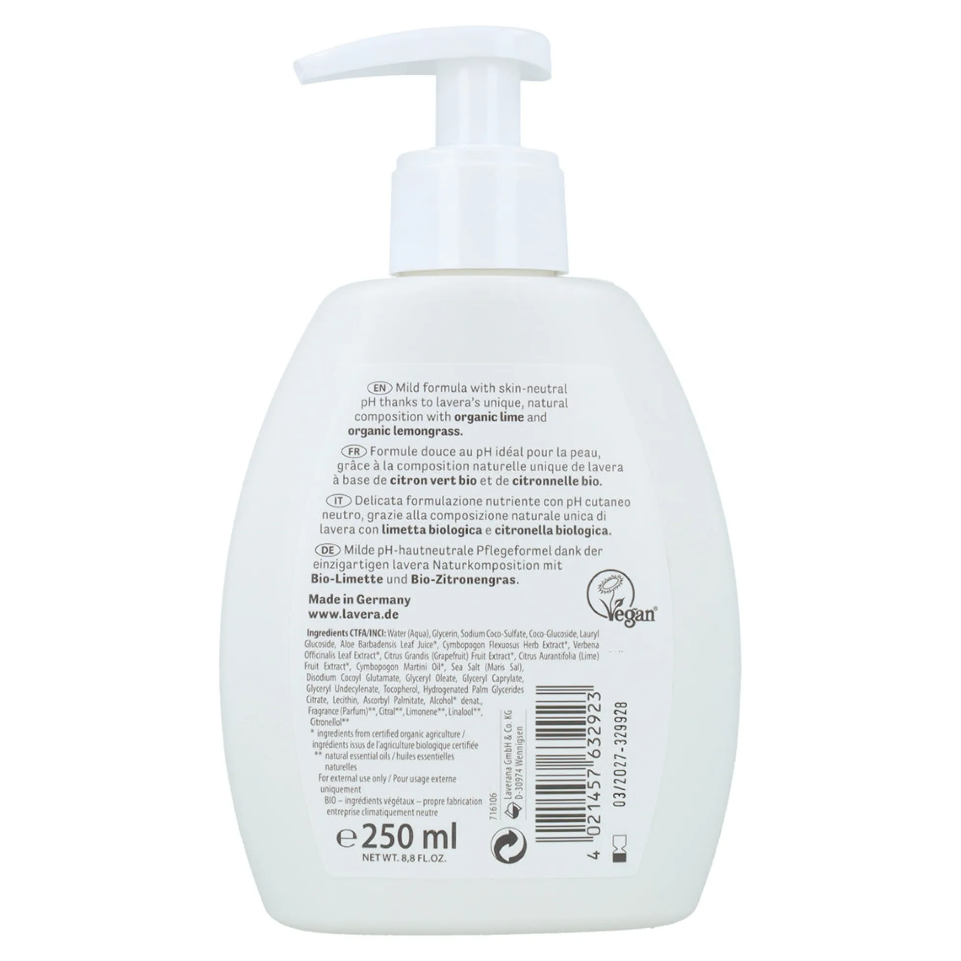 Recarga jabón de manos lima fresca Lavera250 ml