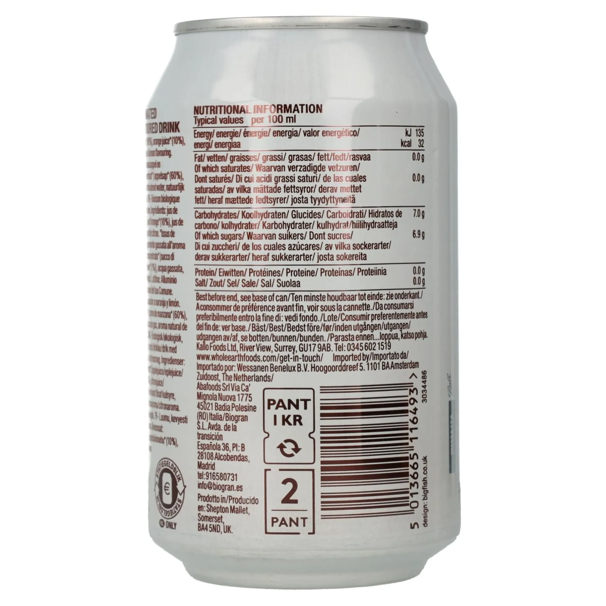 Refresco Bio Naranja y Limón Whole Earth 330 ml