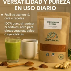 Reishi En Polvo Bio - 100g | Complejo De Hongos Ecológico Vegano Para Café Y Smoothies, 100% Natural, Sin Gluten
