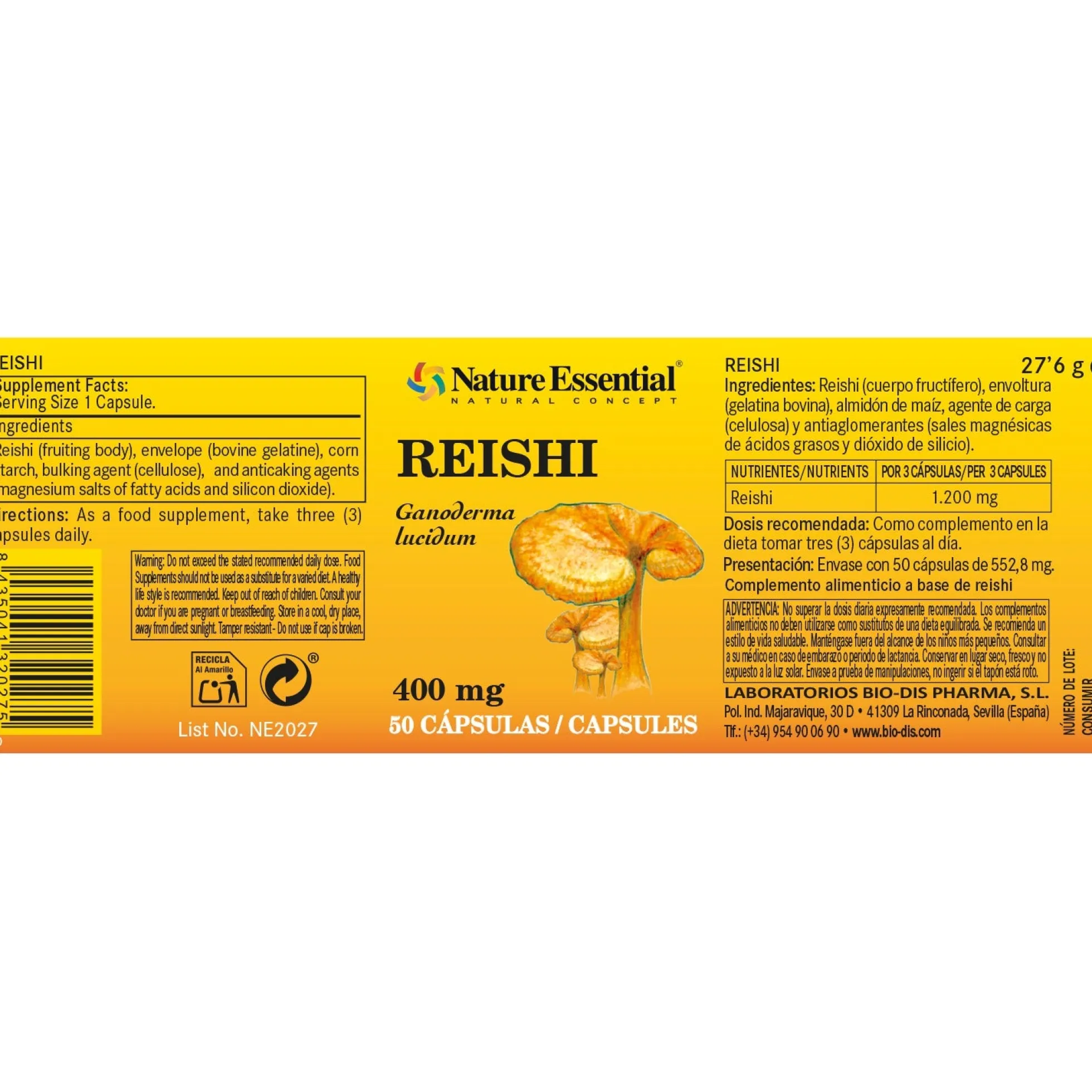 Reishi ( Micelio ) 400 Mg Nature Essential 50 Cápsulas