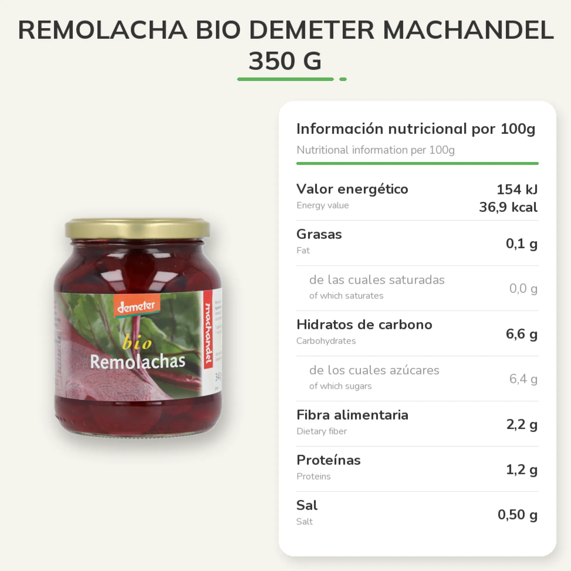Remolacha Bio Demeter Machandel 350 g