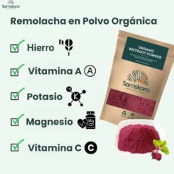 Remolacha En Polvo Bio - 250g | Superalimento Ecológico Vegano En Polvo Para Batidos Y Repostería, Sin Gluten