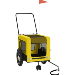 Remolque Bicicleta Mascotas Hierro Tela Oxford Amarillo Negro