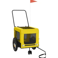 Remolque Bicicleta Mascotas Hierro Tela Oxford Amarillo Negro