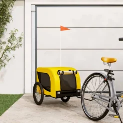 Remolque Bicicleta Mascotas Hierro Tela Oxford Amarillo Negro