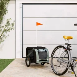 Remolque Bicicleta Para Mascotas Hierro Tela Oxford Negro Gris