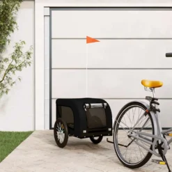 Remolque De Bicicleta Mascotas Hierro Tela Oxford Negro