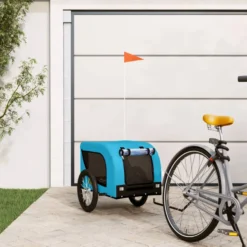 Remolque De Bicicleta Mascotas Hierro Tela Oxford Azul Negro