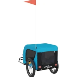 Remolque De Bicicleta Mascotas Hierro Tela Oxford Azul Negro