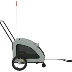 Remolque De Bicicleta Mascotas Hierro Tela Oxford Gris