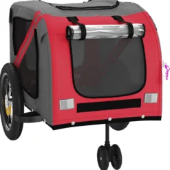 Remolque De Bicicleta Mascotas Hierro Tela Oxford Rojo Negro
