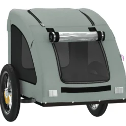 Remolque De Bicicleta Mascotas Hierro Tela Oxford Gris