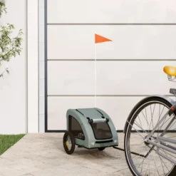 Remolque De Bicicleta Mascotas Hierro Tela Oxford Gris
