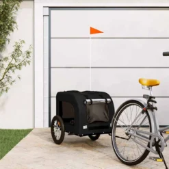 Remolque De Bicicleta Mascotas Hierro Tela Oxford Negro