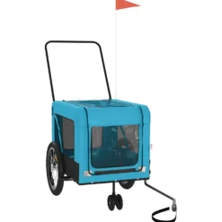 Remolque De Bicicleta Mascotas Hierro Tela Oxford Azul Negro