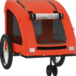 Remolque De Bicicleta Mascotas Hierro Tela Oxford Naranja Gris