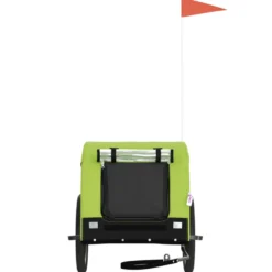 Remolque De Bicicleta Mascotas Hierro Tela Oxford Verde Negro