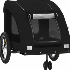 Remolque De Bicicleta Mascotas Hierro Tela Oxford Negro