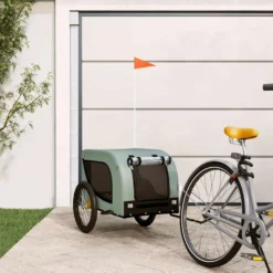 Remolque De Bicicleta Mascotas Hierro Tela Oxford Gris Negro